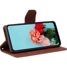 4U Sky Xiaomi Için Redmi A1 4g/a2 4g Şok Geçirmez Düz Renkli Pu Deri Manyetik Telefon Kılıfı Stand Flip Cüzdan Kapağı Strap-Brown (Yurt Dışından)