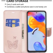 4U Sky Bf Baskı Desen Kelebekleri Xiaomi Redmi Için Baskı Telefon Kılıfı 10C Şok Geçirmez Cüzdan Strap-Rose Gold ile Telefon Deri Kapağı (Yurt Dışından)