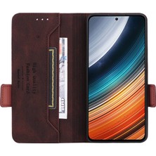 4U Sky Xiaomi Redmi K40S Için 5g/poco F4 5g Stand Stand Fonksiyon Donanım Dekoru Telefon Kılıfı Çift Manyetik Kıdamlar Pu Deri Deri Stil Anti-Fall Kapak Kavur (Yurt Dışından)