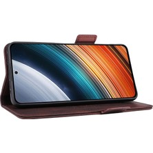 4U Sky Xiaomi Redmi K40S Için 5g/poco F4 5g Stand Stand Fonksiyon Donanım Dekoru Telefon Kılıfı Çift Manyetik Kıdamlar Pu Deri Deri Stil Anti-Fall Kapak Kavur (Yurt Dışından)