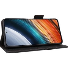 4U Sky Xiaomi Redmi K40S Için 5g/poco F4 5g Stand Stand Fonksiyon Donanım Dekoru Telefon Kılıfı Çift Manyetik Kıdamlar Pu Deri Deri Stil Anti-Fall Kapak Black (Yurt Dışından)