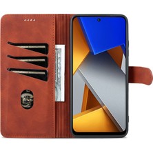 4U Sky Xiaomi Için Poco X4 Pro 5g Pu Deri Cüzdan Flip Dava Şok Geçirmez Tpu Iç Kabuk Folio Stand View Bookstyle Cover-Brown (Yurt Dışından)