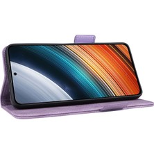 4U Sky Xiaomi Redmi K40S Için 5g/poco F4 5g Stand Fonksiyon Donanım Dekoru Telefon Kılıfı Çift Manyetik Kıdamlar Pu Deri Deri Stil Anti-Fall Kapak-Moral (Yurt Dışından)