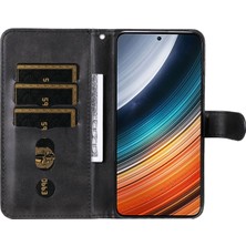 4U Sky Xiaomi Redmi K40S Için 5g/poco F4 5g Buzağı Doku Tahmin Anti Tele Anti Kılıf Zipper Cep Pu Deri Stand Kabuğu Cüzdan-Black (Yurt Dışından)