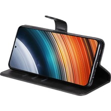 4U Sky Xiaomi Redmi K40S Için 5g/poco F4 5g Buzağı Doku Tahmin Anti Tele Anti Kılıf Zipper Cep Pu Deri Stand Kabuğu Cüzdan-Black (Yurt Dışından)