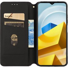 4U Sky Manyetik Otomatik Kapanış Stand Stand Telefon Kılıfı Xiaomi Poco M5 4g Baskılı Rhombus Desen Anti-Drop Cüzdan Kapağı Pu Deri Telefon Kabuk Doğum (Yurt Dışından)