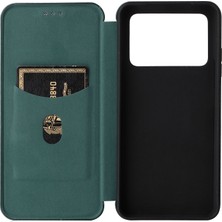 4U Sky Anti-Fall Pu Deri Deri Karbon Fiber Doku Doku Xiaomi Poco M4 Pro Magnetic Otomatik Absorbed Şok Geçirmez Kılıf Ayarlanabilir Stand Folio Flip Kapak Yeşil (Yurt Dışından)