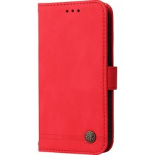 4U Sky Xiaomi Için Redmi 10C/REDMI 10 (Hindistan) Ağaç Deseni Metal Düğmesi Deri Telefon Kılıfı Stand Cüzdan Kapağı Strap-Red ile (Yurt Dışından)