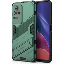 4U Sky Xiaomi Için Poco F4 5g/redmi K40S 5g Gizli Kickstand Tasarım Sabit Pc+Yumuşak Tpu Hibrit Telefon Kılıfı Kabuk Yeşil (Yurt Dışından)