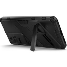 4U Sky Xiaomi Poco F4 5g/redmi K40S 5g Gizli Kickstand Tasarım Sabit Pc+Yumuşak Tpu Hibrid Telefon Kılıfı Kabuk Black (Yurt Dışından)