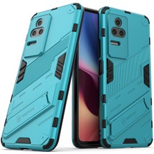 4U Sky Xiaomi Için Poco F4 5g/redmi K40S 5g Gizli Kickstand Tasarım Sabit Pc+Yumuşak Tpu Hibrid Telefon Kılıfı Kabuk Baby Mavi (Yurt Dışından)