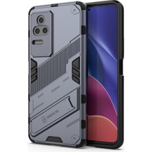 4U Sky Xiaomi Için Poco F4 5g/redmi K40S 5g Gizli Kickstand Tasarım Sabit Pc+Yumuşak Tpu Hibrid Telefon Kılıfı Kabuk-Dark Mavi (Yurt Dışından)