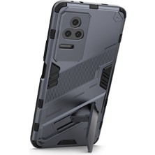 4U Sky Xiaomi Için Poco F4 5g/redmi K40S 5g Gizli Kickstand Tasarım Sabit Pc+Yumuşak Tpu Hibrid Telefon Kılıfı Kabuk-Dark Mavi (Yurt Dışından)