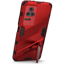 4U Sky Xiaomi Için Poco F4 5g/redmi K40S 5g Gizli Kickstand Tasarım Sabit Pc+Yumuşak Tpu Hibrid Telefon Kılıfı Kabuk-Kırmızısı (Yurt Dışından)