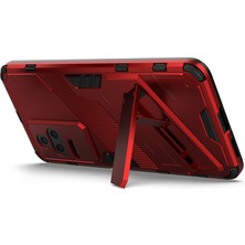 4U Sky Xiaomi Için Poco F4 5g/redmi K40S 5g Gizli Kickstand Tasarım Sabit Pc+Yumuşak Tpu Hibrid Telefon Kılıfı Kabuk-Kırmızısı (Yurt Dışından)