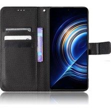 4U Sky Xiaomi Için Poco F4 5g/redmi K40S 5g Pu Deri Manyetik Tüy Tokası Cüzdan Kılıfı Elmas Doku Stand Koruyucu Kapak Strap-Black (Yurt Dışından)