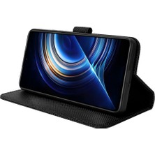 4U Sky Xiaomi Için Poco F4 5g/redmi K40S 5g Pu Deri Manyetik Tüy Tokası Cüzdan Kılıfı Elmas Doku Stand Koruyucu Kapak Strap-Black (Yurt Dışından)