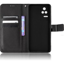 4U Sky Xiaomi Için Poco F4 5g/redmi K40S 5g Pu Deri Manyetik Tüy Tokası Cüzdan Kılıfı Elmas Doku Stand Koruyucu Kapak Strap-Black (Yurt Dışından)