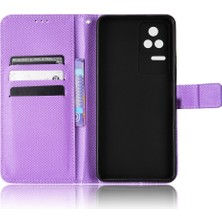 4U Sky Xiaomi Için Poco F4 5g/redmi K40S 5g Pu Deri Manyetik Tüy Toka Cüzdan Kılıfı Elmas Doku Stand Koruyucu Kapak Strap-Purple (Yurt Dışından)