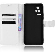 4U Sky Xiaomi Için Poco F4 5g/redmi K40S 5g Pu Deri Manyetik Kılıf Cüzdan Kılıfı Elmas Doku Stand Koruyucu Kapak Strap-White (Yurt Dışından)