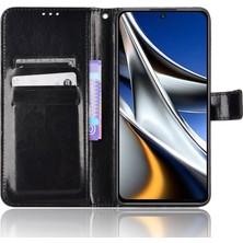 4U Sky Xiaomi Için Poco M4 Pro 4g Deri Flip Cüzdan Kabuğu Çılgın At Doku Stand Fonksiyonu Yumuşak Tpu Strap-Black ile Iç Koşul (Yurt Dışından)