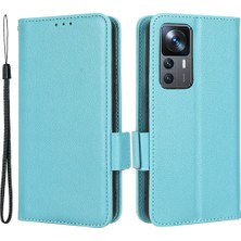 4U Sky Xiaomi Için Stand ile Anti-Fall Telefon Kapağı 12T 5g/redmi K50 Ultra 5G/12T Pro 5g, Litchi Doku Pu Deri Çift Manyetik Toka Telefon Cüzdan Case Baby Blue (Yurt Dışından)