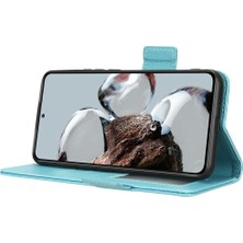 4U Sky Xiaomi Için Stand ile Anti-Fall Telefon Kapağı 12T 5g/redmi K50 Ultra 5G/12T Pro 5g, Litchi Doku Pu Deri Çift Manyetik Toka Telefon Cüzdan Case Baby Blue (Yurt Dışından)