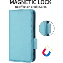 4U Sky Xiaomi Için Stand ile Anti-Fall Telefon Kapağı 12T 5g/redmi K50 Ultra 5G/12T Pro 5g, Litchi Doku Pu Deri Çift Manyetik Toka Telefon Cüzdan Case Baby Blue (Yurt Dışından)