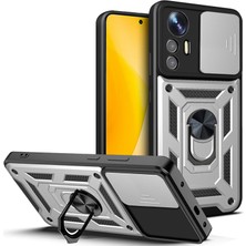 4U Sky Xiaomi 12 Lite 5g Slayt Kamera Koruması Telefon Vaka Kickstand Pc+Tpu Hybrid Cep Telefonu Kapak Silver (Yurt Dışından)