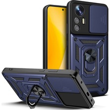 4U Sky Xiaomi Için 12 Lite 5g Slayt Kamera Koruması Telefon Vaka Kickstand Pc+Tpu Hibrid Cep Telefonu Kapak Mavisi (Yurt Dışından)