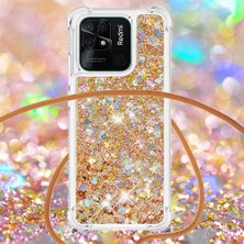 4U Sky Xiaomi Redmi Için Yb Quicksand 10C Sıvı Glitter Kasa Quicksands Şelale Akan Işıltı Hareketli Tpu Koruyucu Kapak, Kordon-Altın/kalplerle (Yurt Dışından)