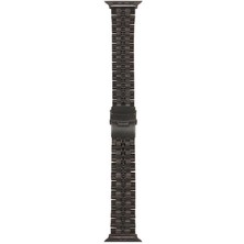 Smcase Apple Watch 9 41MM Kordon Mat Parlak Şerit Bakla Desenli KRD54 Siyah