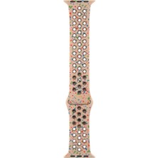 Smcase Apple Watch Se 40 mm Kordon Delikli Çift Renk 2023 Seri Silikon Bej