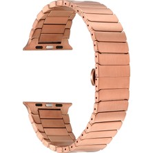 Smcase Apple Watch 9 41MM Kordon Alüminyum Alaşım Çizgi Desenli KRD79 Bronz