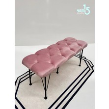 Yirmi15 Metal Ayaklı Babyface Puf & Bench Pudra Pembe Bench Lux Bench