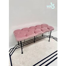 Yirmi15 Metal Ayaklı Babyface Puf & Bench Pudra Pembe Bench Lux Bench