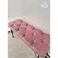 Yirmi15 Metal Ayaklı Babyface Puf & Bench Pudra Pembe Bench Lux Bench