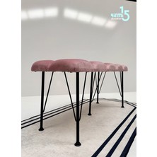 Yirmi15 Metal Ayaklı Babyface Puf & Bench Pudra Pembe Bench Lux Bench