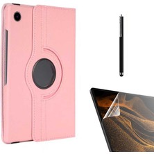 Case Street Casestreet Samsung Galaxy Tab A9+ Plus X210 Kılıf Kapaklı Standlı 360 Dönebilen Koruma DN11+NANO+KALEM Açık Pembe