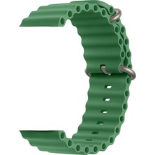 Smcase Apple Watch 9 45MM Kordon Yeni Dizayn Silikon HS05 Koyu Yeşil