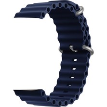 Casestreet Apple Watch 9 45MM Kordon Yeni Dizayn Silikon HS05 Lacivert