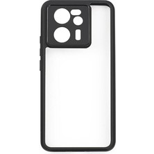 Dlrcase Xiaomi Mi 13T 13T Pro Kılıf Roll Arkası Şeffaf Plastik Kenar Silikon Airbagli Siyah