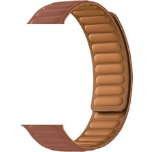 Smcase Apple Watch Ultra 2 Kordon Deri Mıknatıslı Gizli Mıknatıslı Krd 34 Kahverengi Koyu