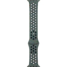 Smcase Apple Watch Se 40 mm Kordon Delikli Çift Renk 2023 Seri Silikon Koyu Yeşil