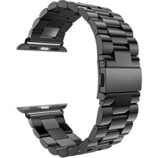 Dlrcase Apple Watch 9 41MM Kordon Metal Sıralı Kordon Siyah