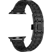 Dlrcase Apple Watch Se 2 2023 40MM Kordon Şerit Dizayn Mat Görünüm Metal KRD83 Siyah