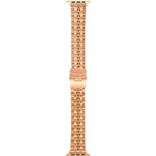 Dlrcase Apple Watch 9 41MM Kordon Mat Parlak Şerit Bakla Desenli KRD54 Bronz