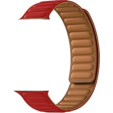 Dlrcase Apple Watch Ultra 2 Kordon Deri Mıknatıslı Gizli Mıknatıslı Krd 34 Kırmızı