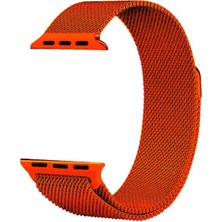 Dlrcase Apple Watch Se 2 2023 40MM Kordon Hasır Metal Örgülü Ayarlanabilir Turuncu