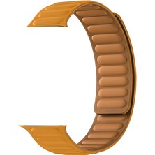 Dlrcase Apple Watch Se 2 2023 44MM Kordon Deri Mıknatıslı Gizli Mıknatıslı Krd 34 Kahverengi Açık